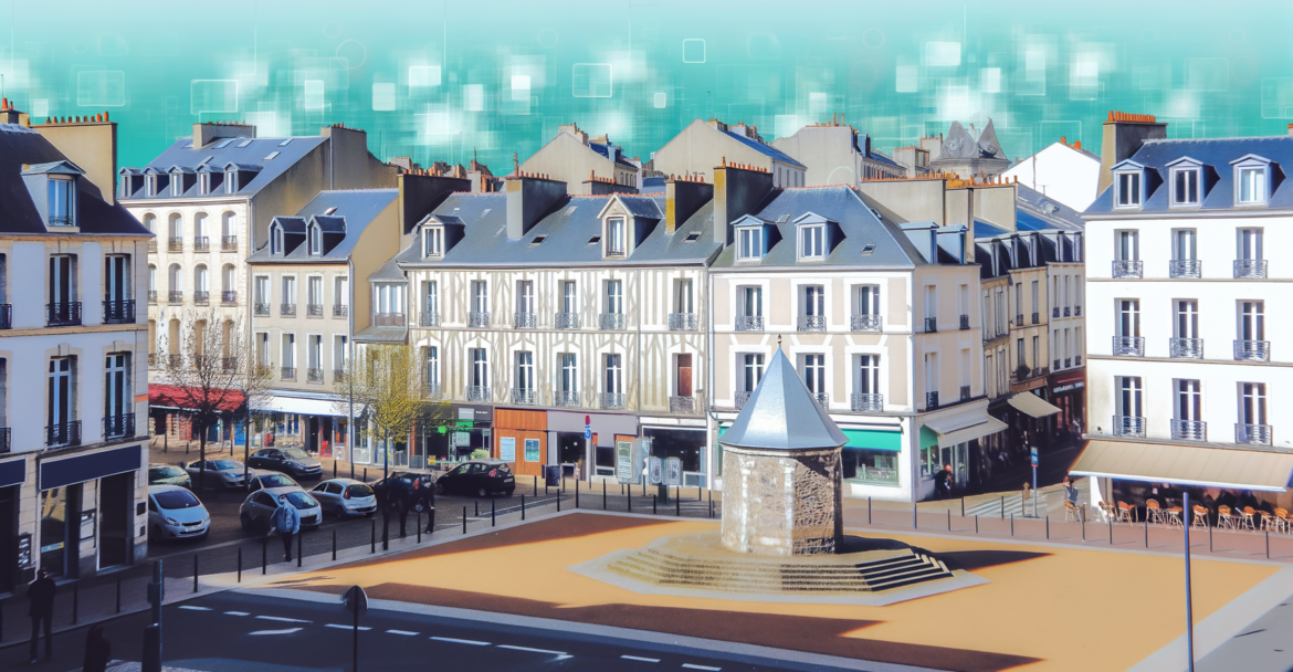 "Vue panoramique d'un quartier prisé de Rennes avec des façades d'immeubles élégants et des rues pavées, illustrant l'attractivité immobilière de la ville."