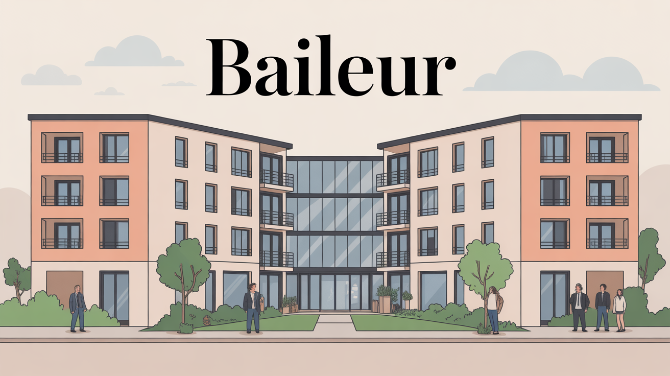 bailleur et locataires devant immeuble moderne