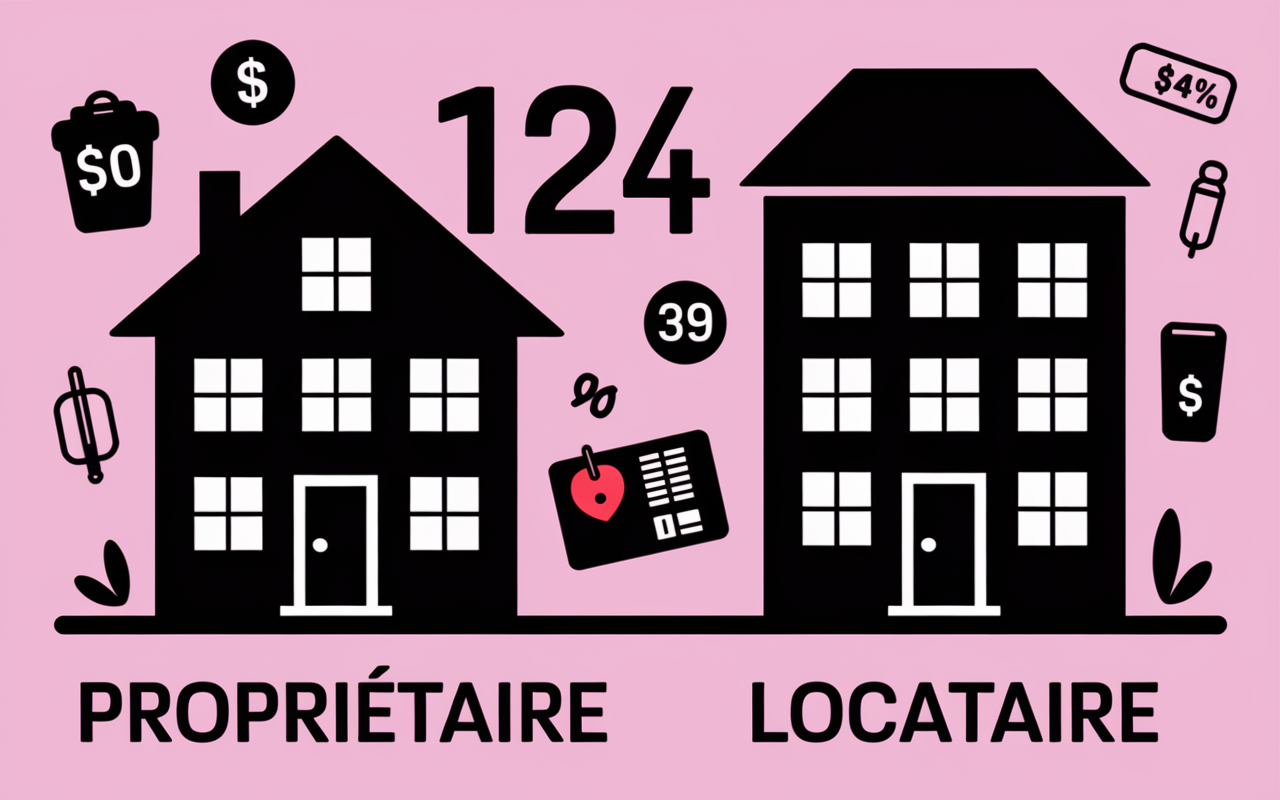 Comparatif proprietaire locataire visuel tableau maison immeuble