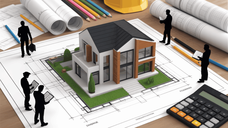 Constructeur de maison moderne sur plan de construction