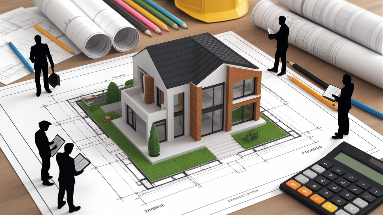 Constructeur de maison moderne sur plan de construction