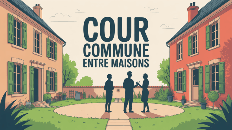 illustration cour commune entre maisons silhouettes voisins