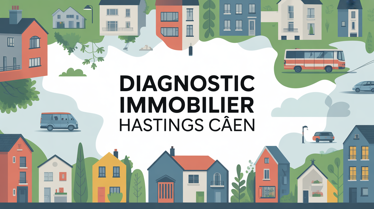 Vue stylisée quartier résidentiel Hastings Caen diagnostic immobilier