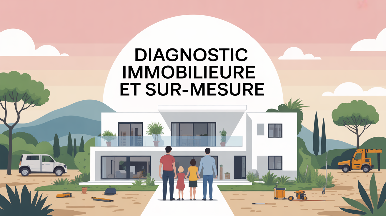 Famille devant maison sur-mesure en PACA avec diagnostic immobilier