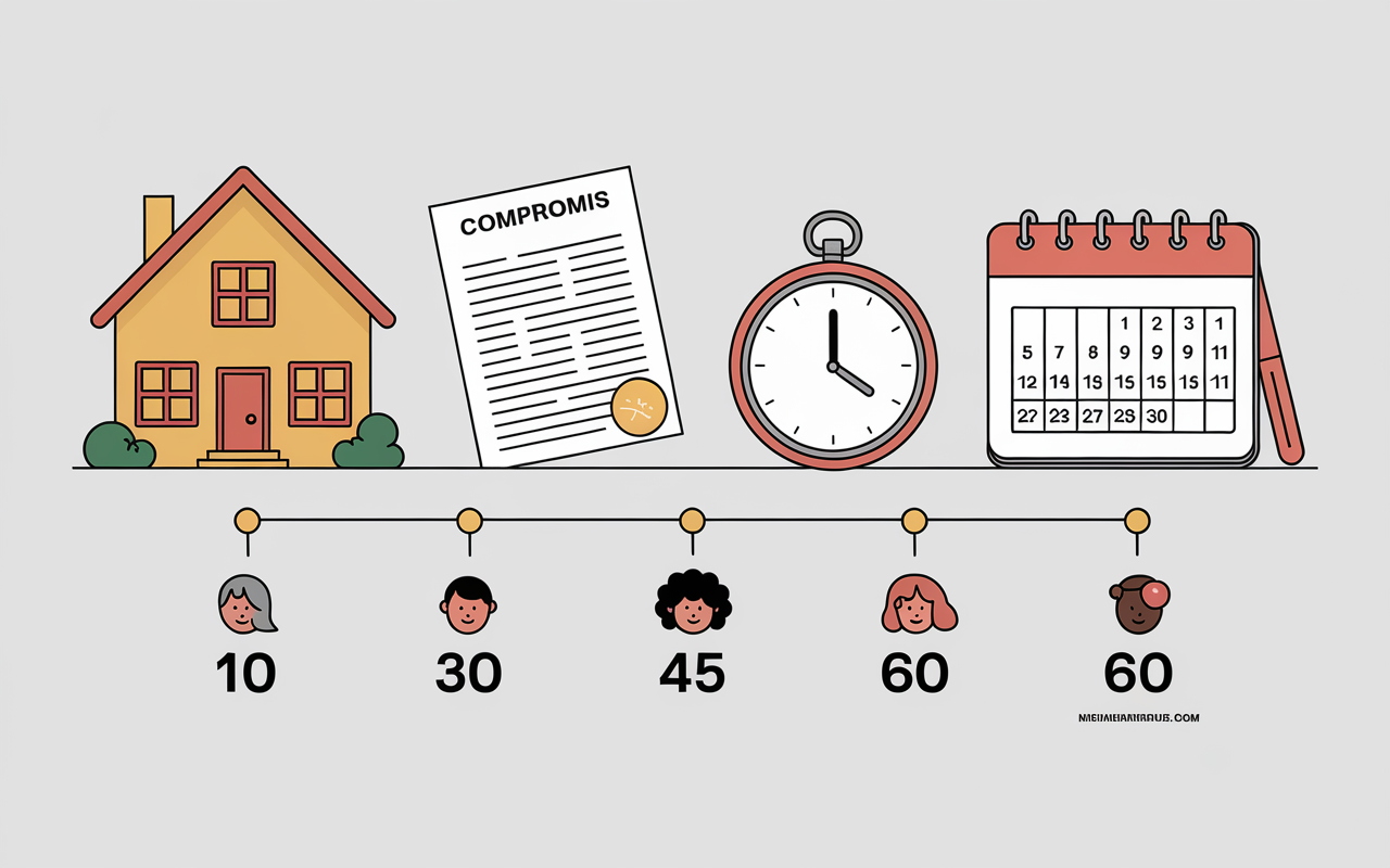 timeline etapes compromis vente acte authentique immobilier