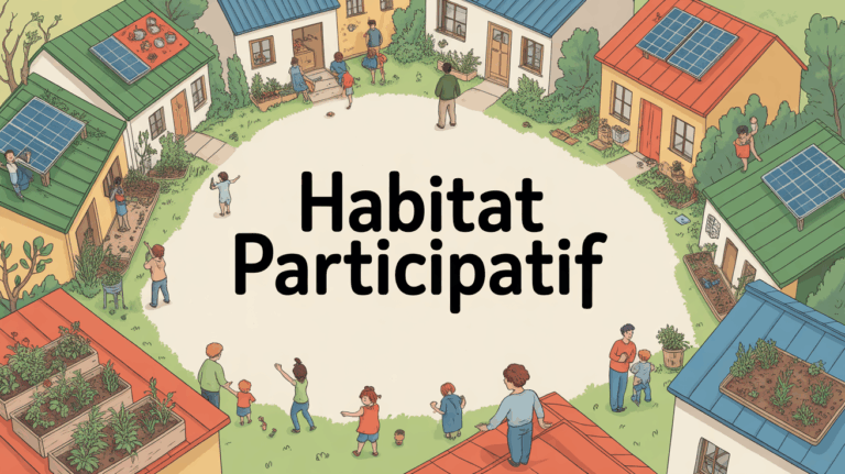 Vue quartier ecologique et collectif habitat participatif