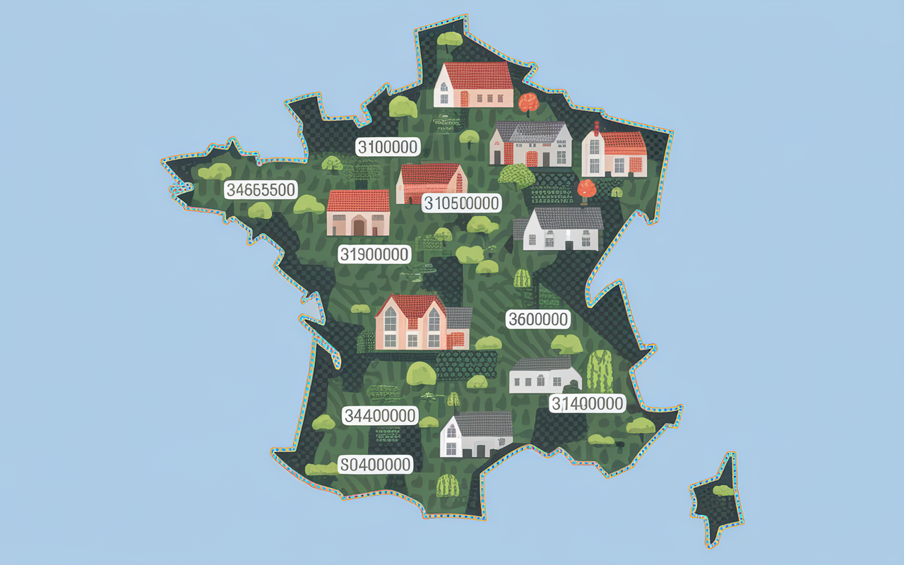 Carte regions France hameaux a vendre avec prix