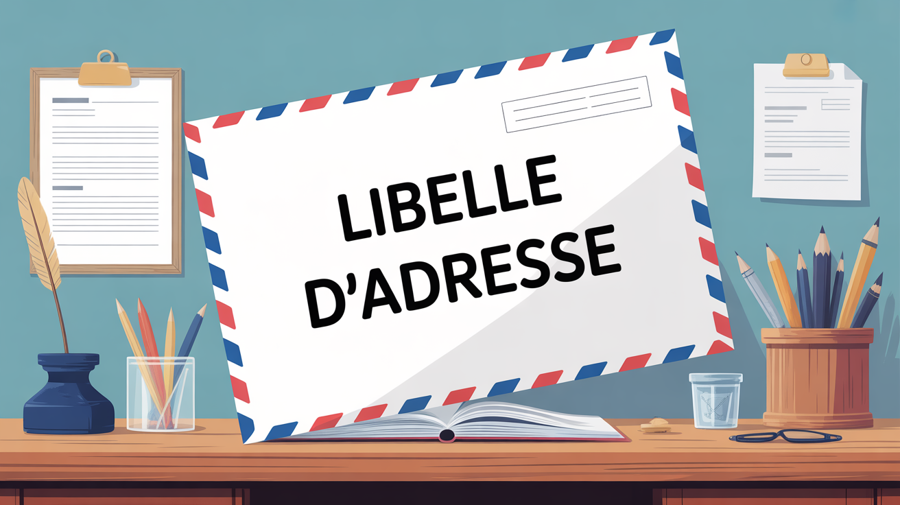 Illustration enveloppe et formulaire libellé adresse norme postale