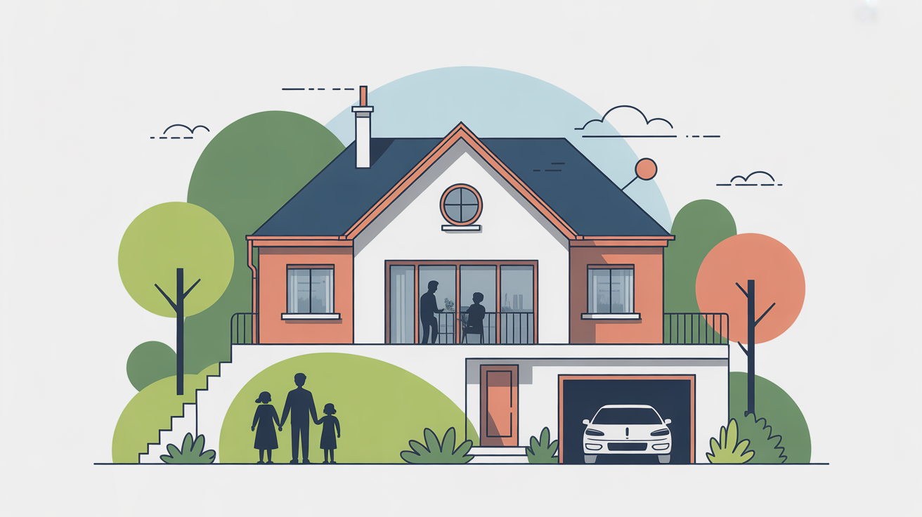 illustration maison avec garage sous sol plan famille