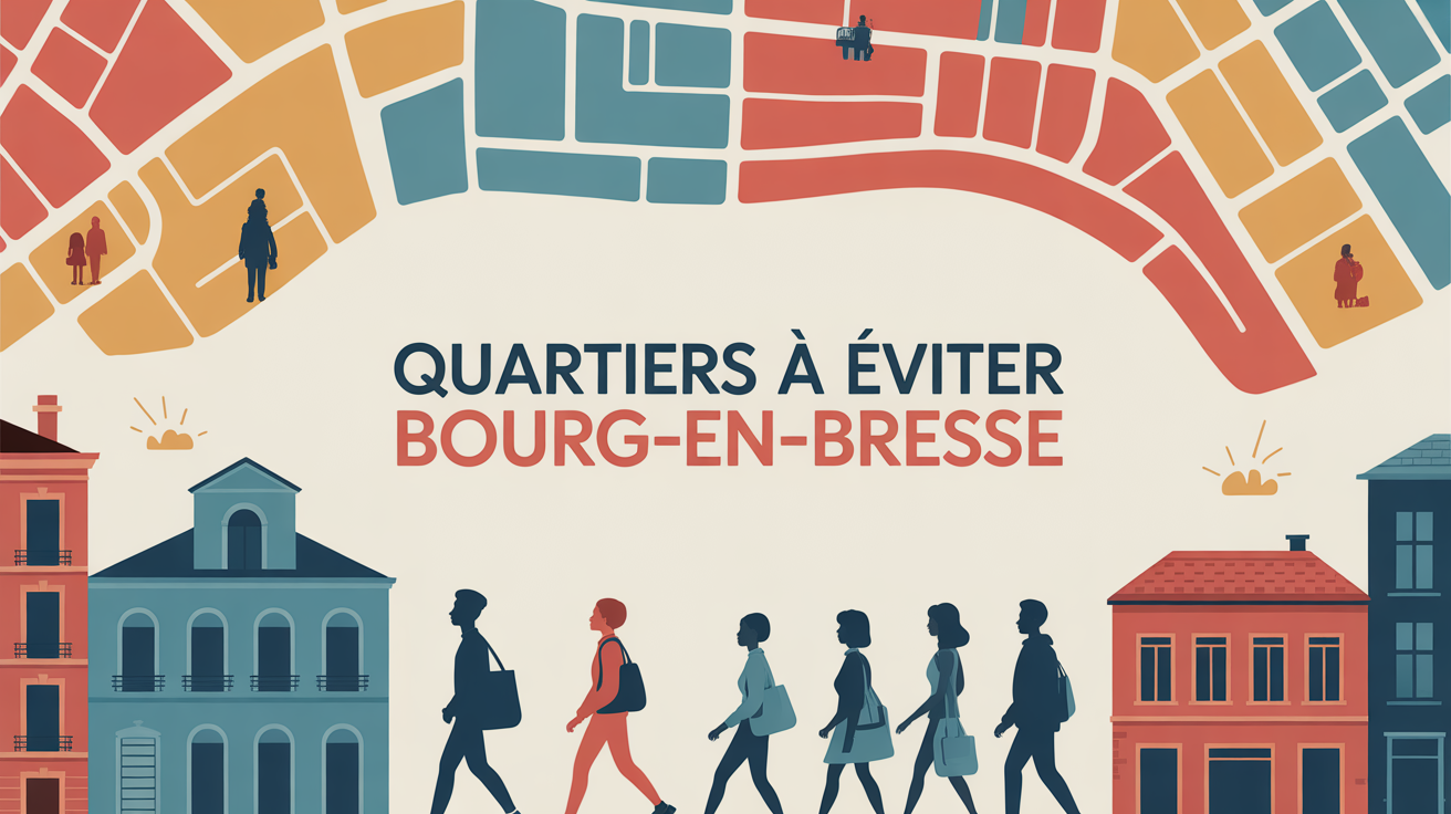 Carte urbaine stylisee quartiers à éviter Bourg-en-Bresse