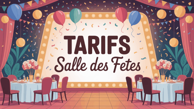 Image stylisée salle des fêtes, tarifs, ambiance festive
