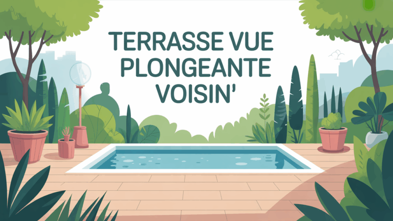 Illustration terrasse vue plongeante voisin separation vegetale