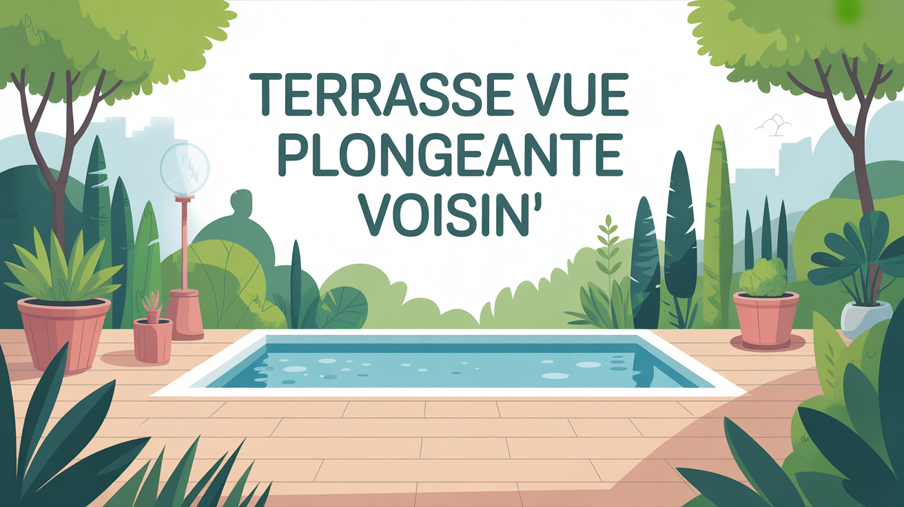 Illustration terrasse vue plongeante voisin separation vegetale