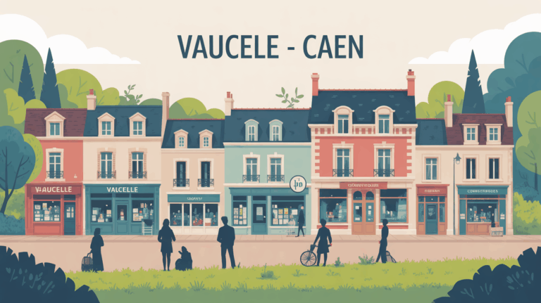 Vaucelle Caen illustration quartier village calme et commerces