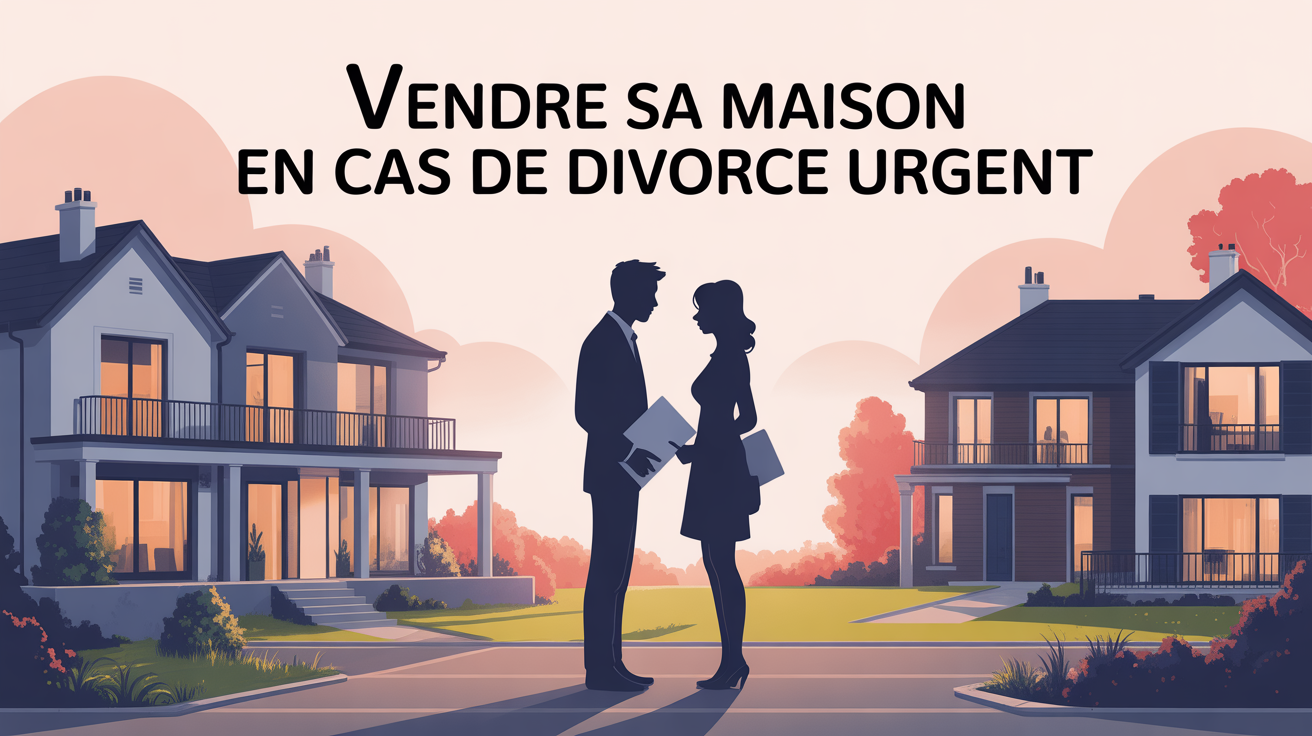 Vendre sa maison en cas de divorce urgent, deux silhouettes devant maison, ambiance sereine
