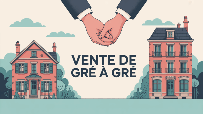 illustration vente de gré à gré poignée de mains maison immeuble