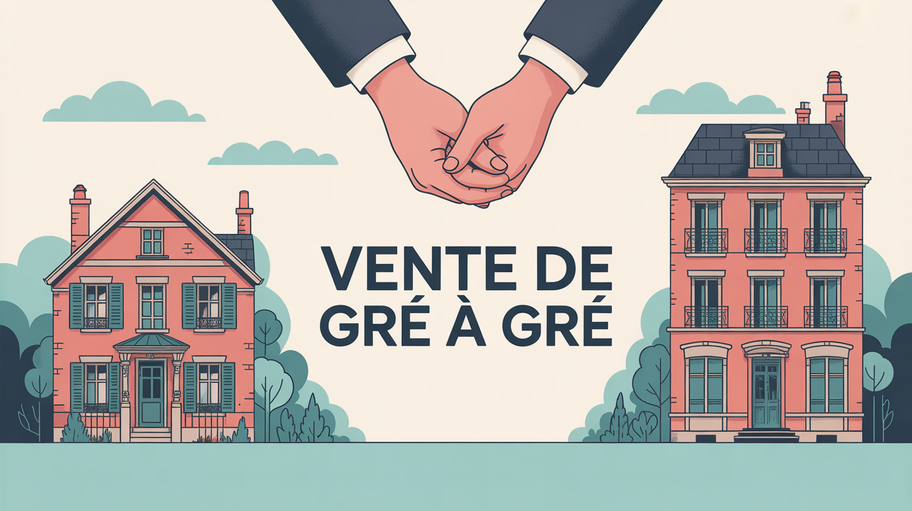 illustration vente de gré à gré poignée de mains maison immeuble