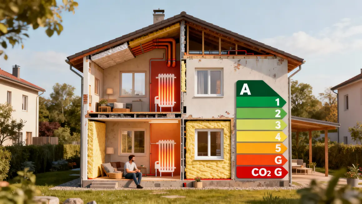 coupe maison etiquettes energie climat DPE