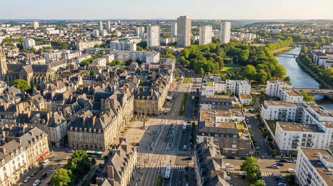 Vue aérienne des quartiers de Rennes marché immobilier