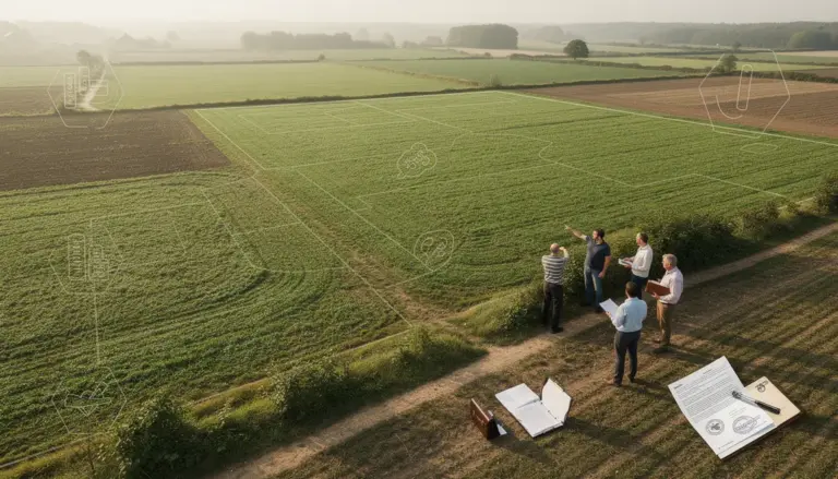 Vue du ciel terrain agricole dossier fiscalité notaire
