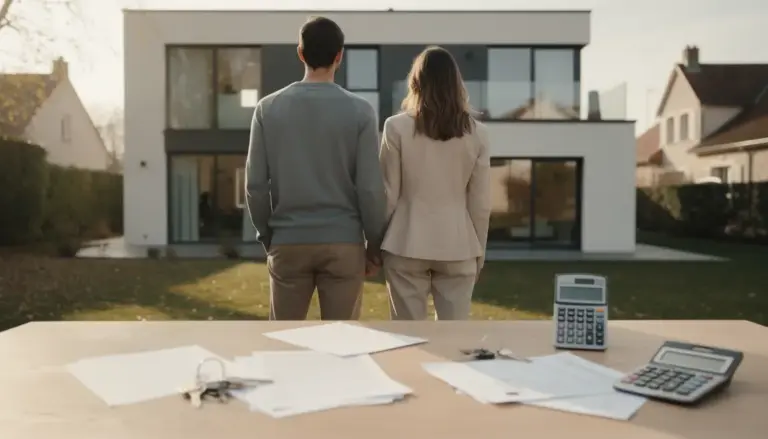 Couple devant maison moderne projet immobilier France