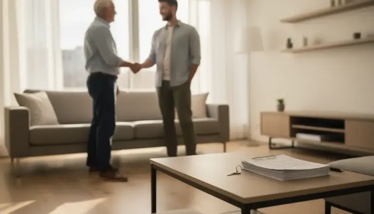 propriétaire et locataire se serrent la main location immobilière