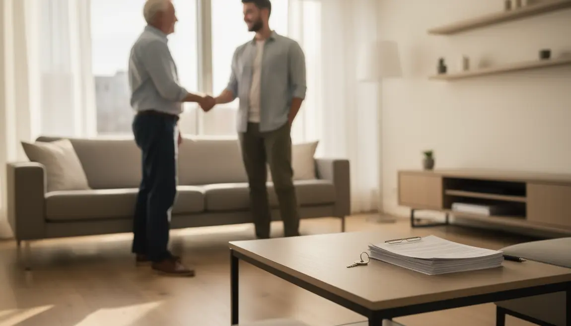 propriétaire et locataire se serrent la main location immobilière