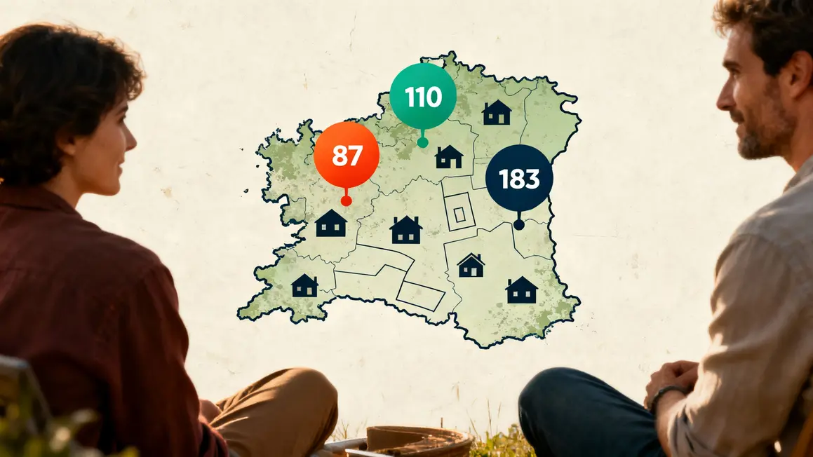 Carte Bretagne prix m² terrains constructibles par département