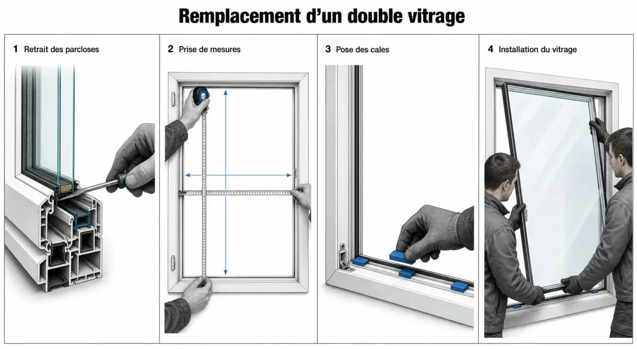 Changer un double vitrage : étapes de remplacement sur une fenêtre