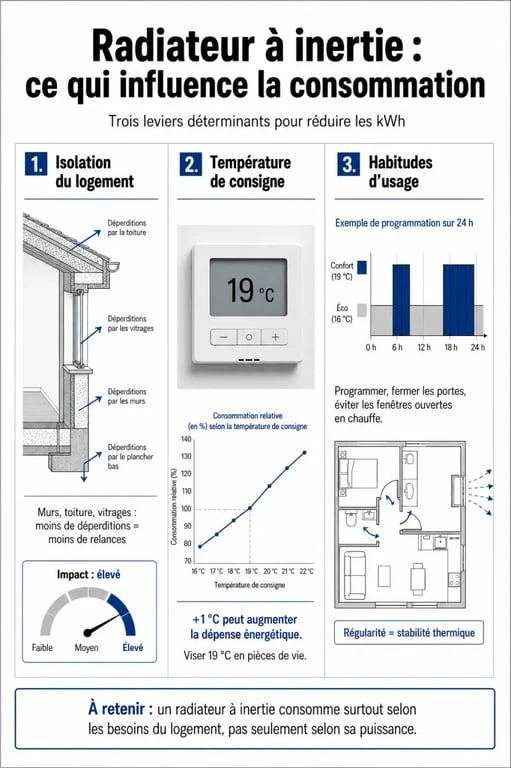 Facteurs influençant la consommation d'un radiateur à inertie