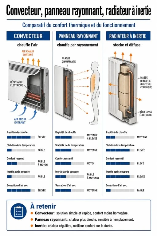 Comparatif des technologies de radiateur à inertie et consommation électrique