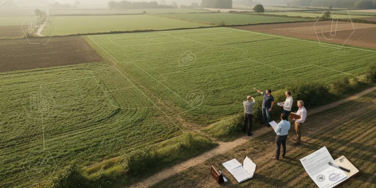 Vue du ciel terrain agricole dossier fiscalité notaire