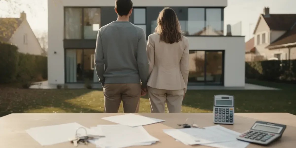 Couple devant maison moderne projet immobilier France