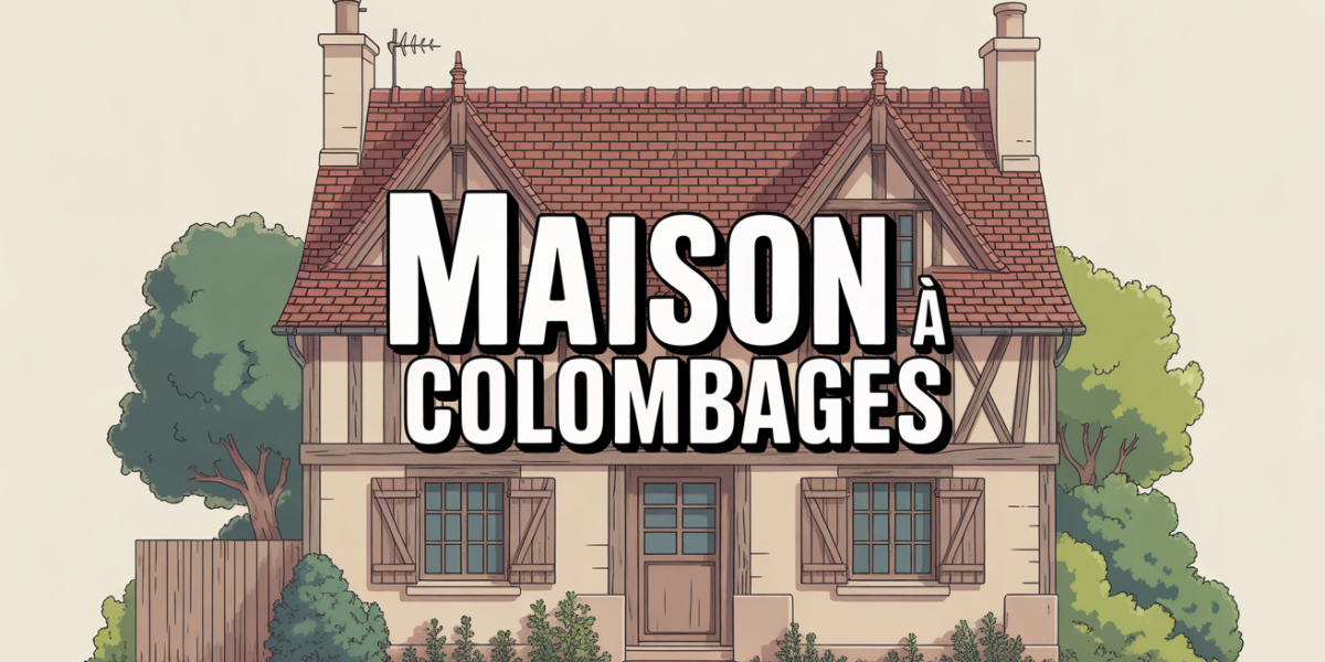 Illustration colombage maison stylisee facade bois pierre titre