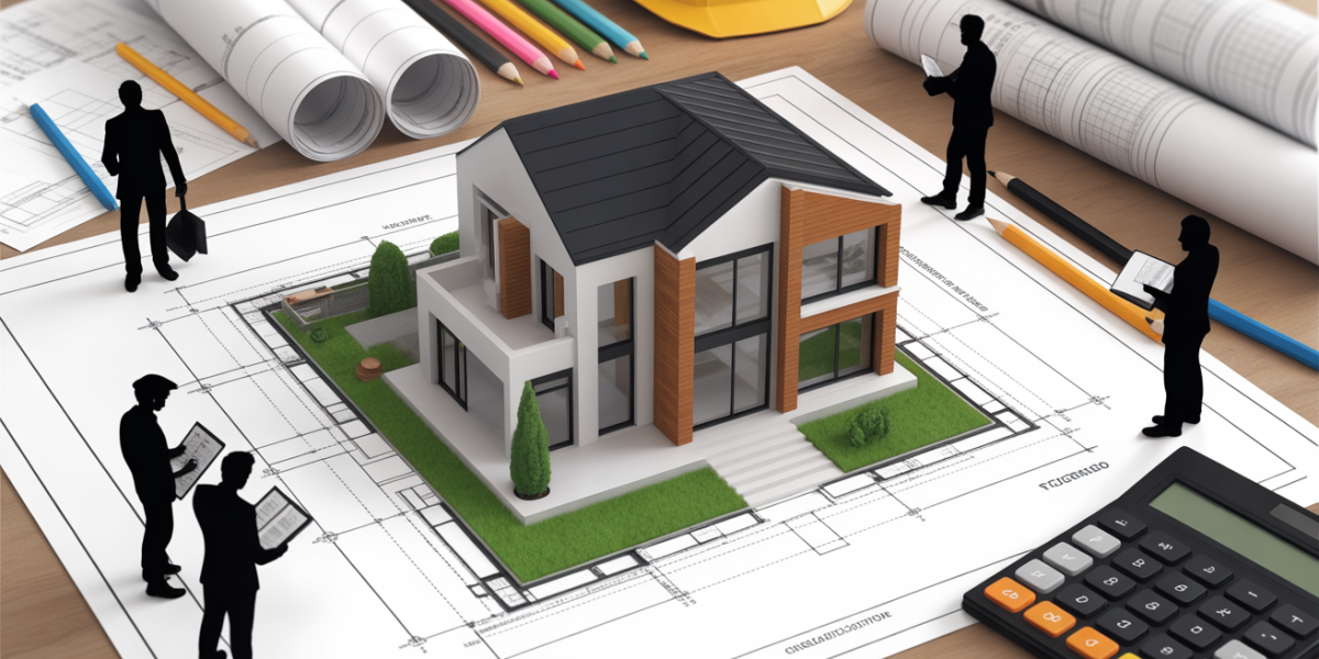 Constructeur de maison moderne sur plan de construction