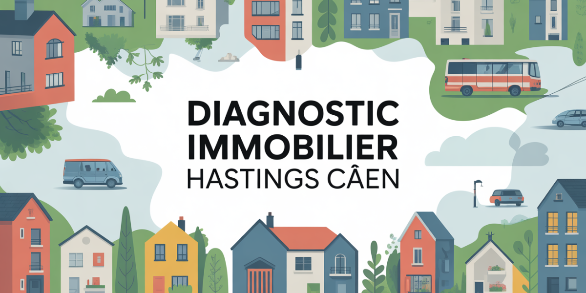 Vue stylisée quartier résidentiel Hastings Caen diagnostic immobilier