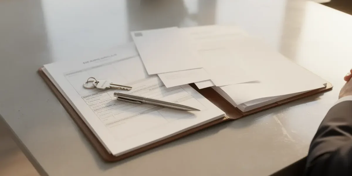 dossier offre achat immobilière sur table moderne