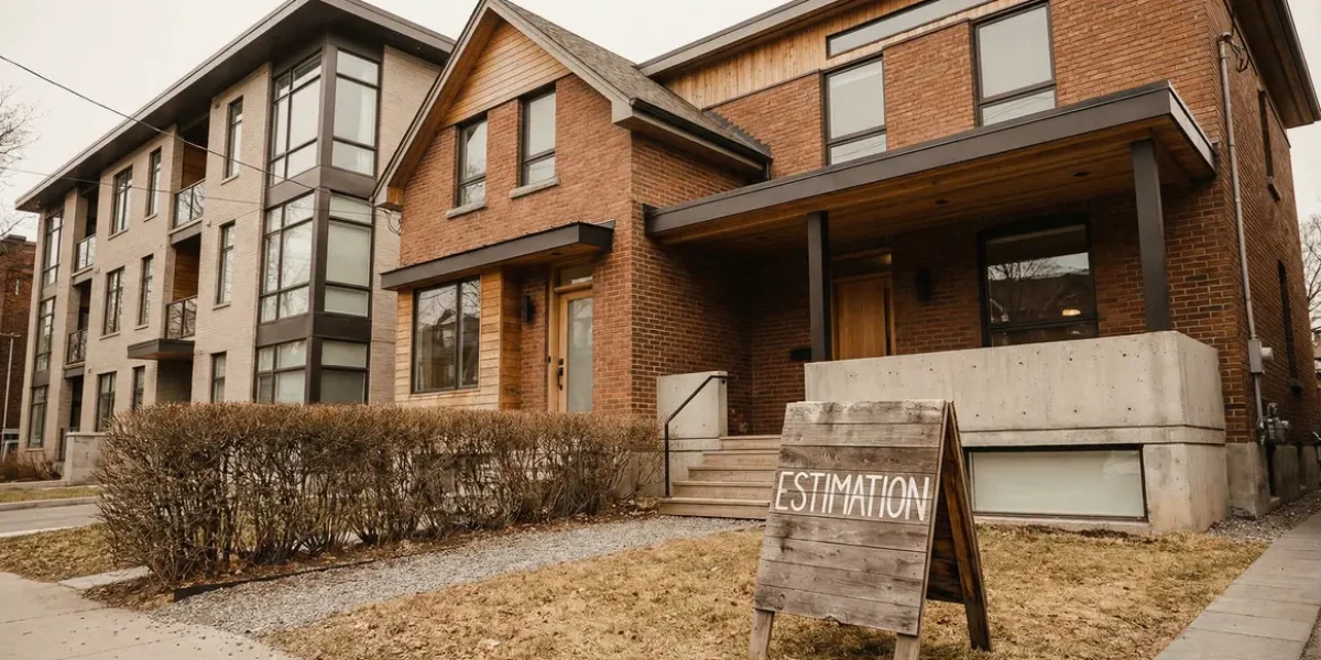 image estimation immobilière pancarte maison immeuble