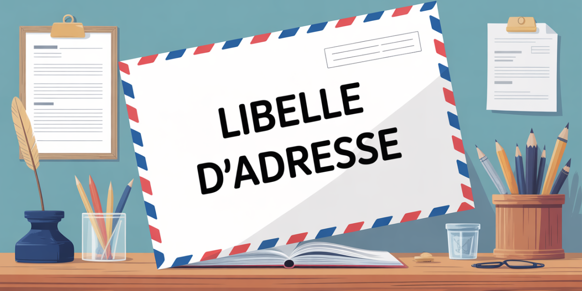 Illustration enveloppe et formulaire libellé adresse norme postale