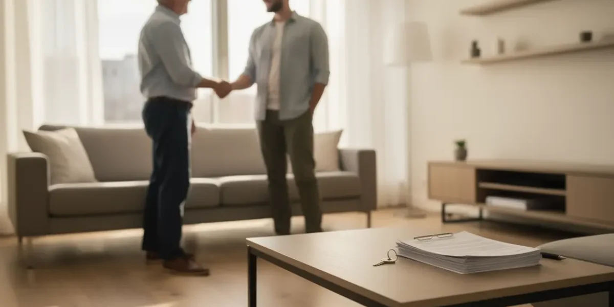 propriétaire et locataire se serrent la main location immobilière