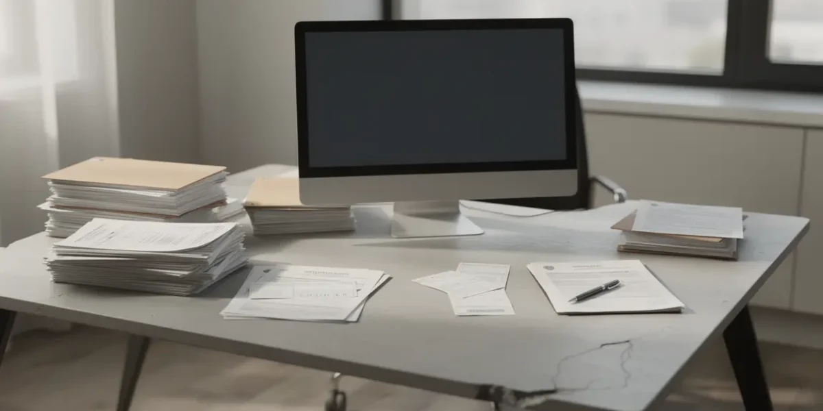 bureau quittance de loyer papiers ordinateur