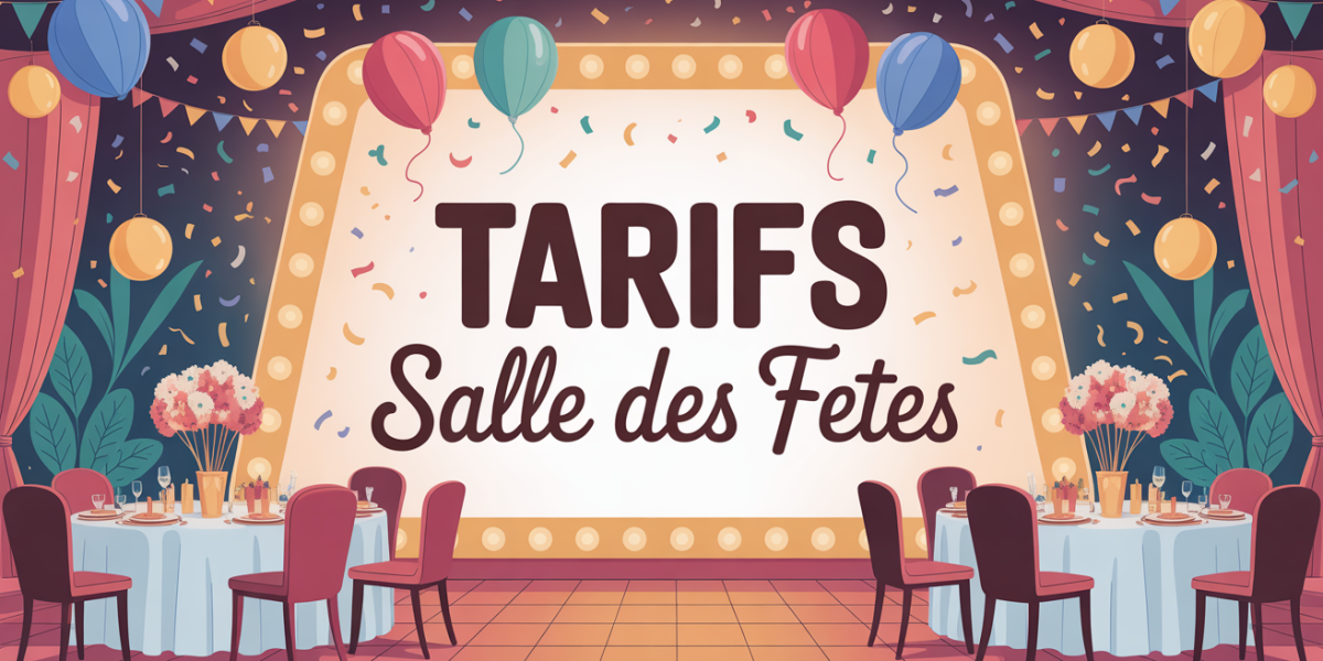 Image stylisée salle des fêtes, tarifs, ambiance festive
