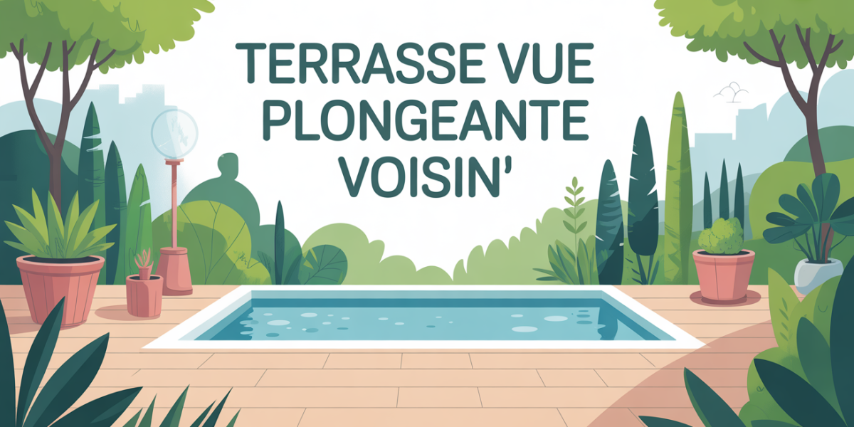 Illustration terrasse vue plongeante voisin separation vegetale