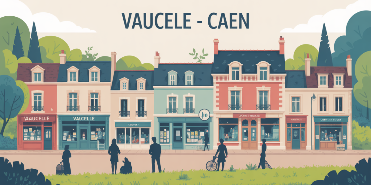 Vaucelle Caen illustration quartier village calme et commerces