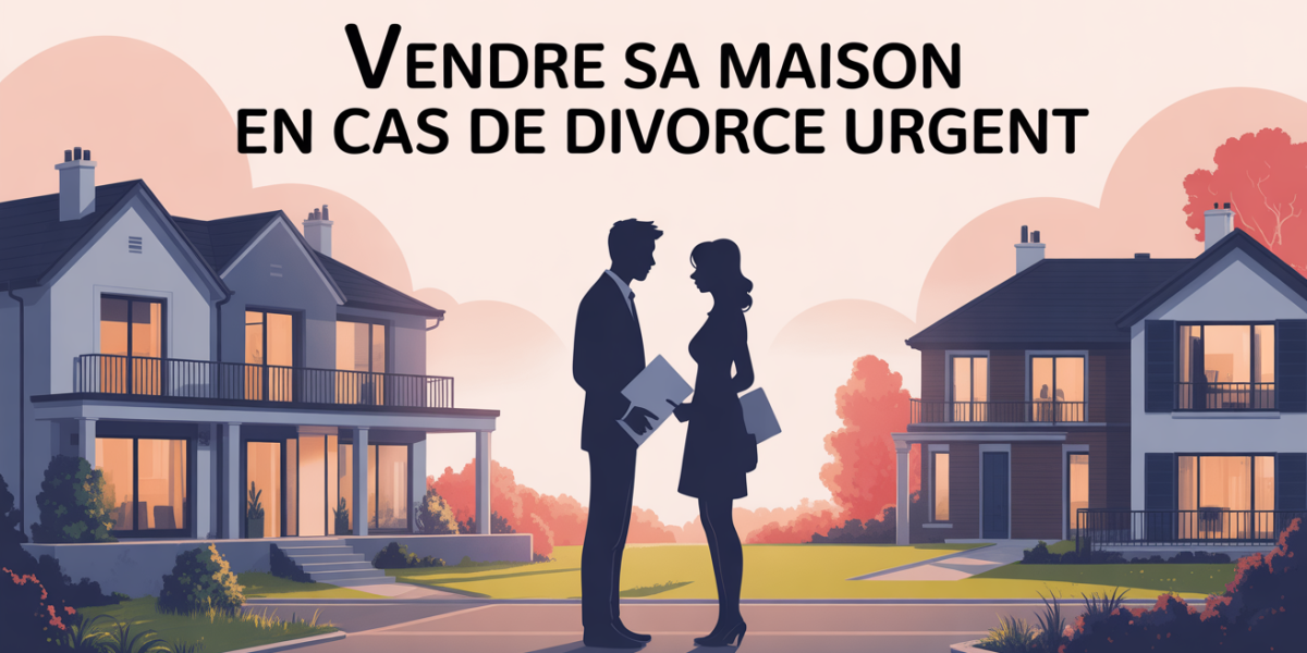 Vendre sa maison en cas de divorce urgent, deux silhouettes devant maison, ambiance sereine
