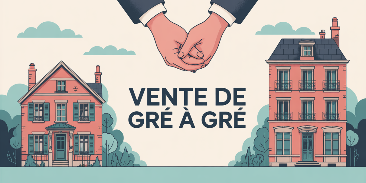 illustration vente de gré à gré poignée de mains maison immeuble
